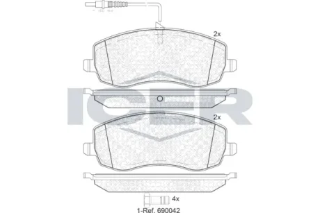 Колодки гальмівні (передні) Citroen C8/Peugeot 807 2.0/2.2 HDi 06- ICER 181912