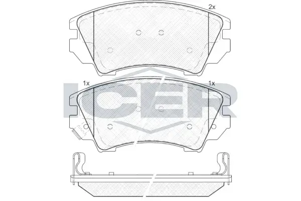Колодки гальмівні (передні) Nissan Rogue 10-13/Opel Astra J 09-/Insignia 08-17/Zafira C 11- ICER 181913 (фото 1)