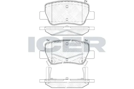 Колодки гальмівні (задні) Toyota Avensis 08-18 ICER 181916