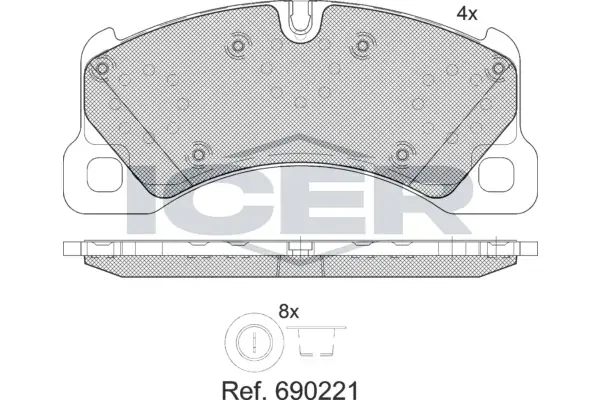 Колодки гальмівні (передні) Porsche Cayenne 02-/Macan 14-/Panamera 10-16/VW Touareg 02- ICER 181921 (фото 1)