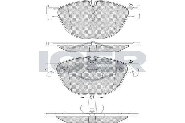 Колодки гальмівні (передні) BMW 5 (F07/F10/F11) 09-17/6 (F06/F13) 11-18/7 (F01/F02/F03/F04) 08-15 ICER 181961 (фото 1)