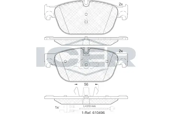Колодки гальмівні (передні) Citroen C4/C5/C6/Peugeot 308/407/508 09- (+датчик) ICER 181969 (фото 1)