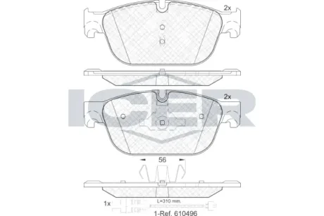 Колодки гальмівні (передні) Citroen C4/C5/C6/Peugeot 308/407/508 09- (+датчик) ICER 181969