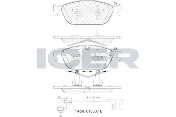 Колодки гальмівні (передні) Audi A6/A7/A8 10- (+датчики) ICER 181993 (фото 1)