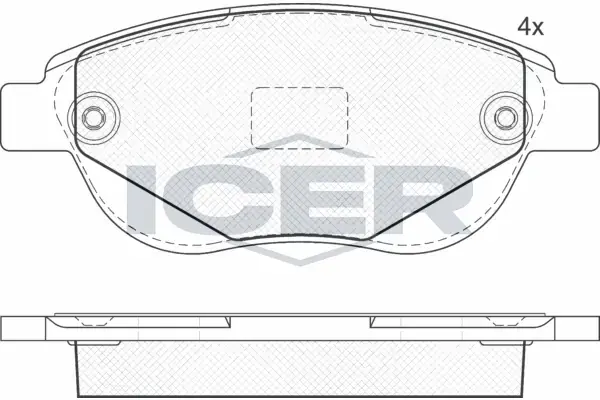Колодки гальмівні (передні) Citroen C3 09-/C4 04-12/Peugeot 207 07-/307 03-12/1007 05- ICER 182011 (фото 1)