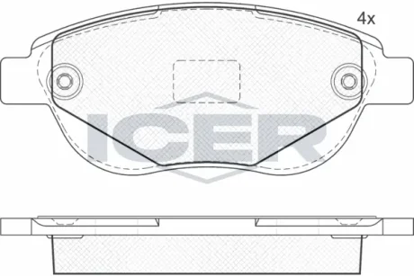 Колодки гальмівні (передні) Citroen C3 09-/C4 04-12/Peugeot 207 07-/307 03-12/1007 05- ICER 182011