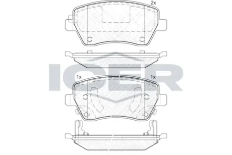 Колодки гальмівні (передні) Nissan Micra 10-/Note 13-/Tiida 07- ICER 182019