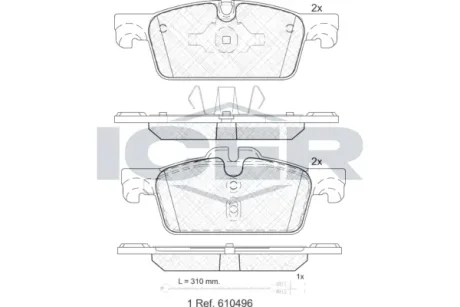 Колодки гальмівні (передні) Peugeot 508 I 10-18 (+датчик) ICER 182021