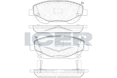 Колодки гальмівні (передні) Toyota Avensis 08-18/Verso 2.0-2.2 D-4D 09- ICER 182022