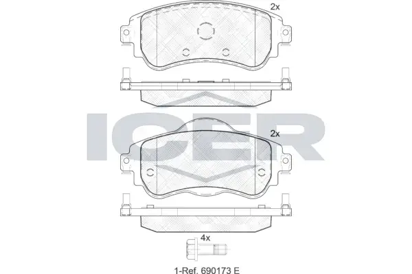 Колодки гальмівні (передні) Citroen C4 09-/DS4 11-15 ICER 182027 (фото 1)