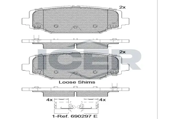 Колодки гальмівні (задні) Chrysler Grand Voyager 07-/Fiat Freemont 11- ICER 182053 (фото 1)