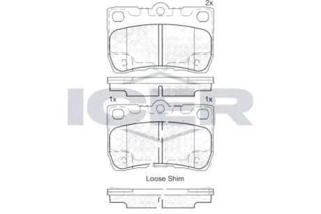 Колодки гальмівні (задні) Lexus GS III/IV/IS II/III 05-/Toyota Crown XII/XIII 03-12/Mark X/Reiz 04- ICER 182060