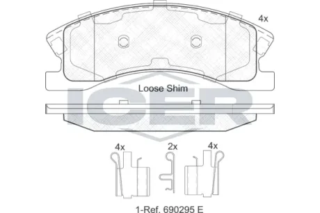 Колодки гальмівні (передні) Jeep Grand Cherokee II 99-05 ICER 182075