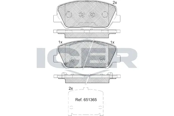 Колодки гальмівні (передні) Hyundai i30 11-/Veloster 12-17/Kia Cee\'d/Pro Cee\'d 12-/Cerato 13- ICER 182090 (фото 1)