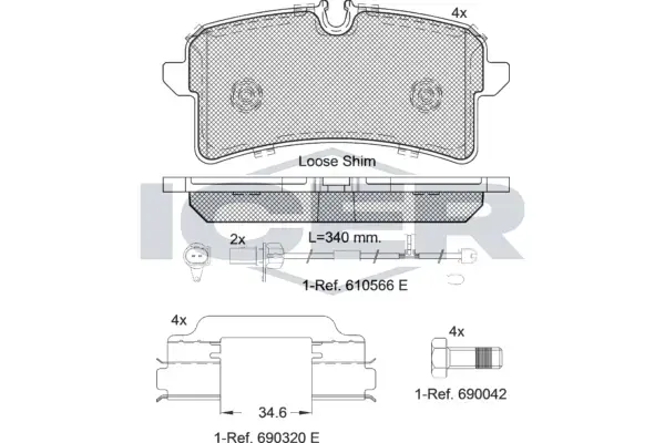 Колодки гальмівні (задні) Audi A4 16-/A6 14-18/A7 13-/Porsche Macan 21- (з датчиками) ICER 182159 (фото 1)