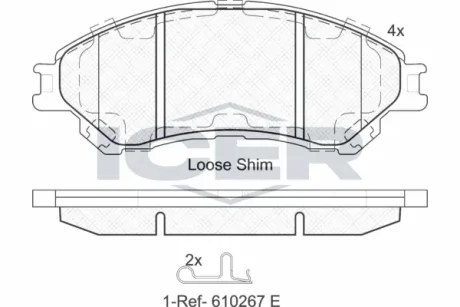 Колодки гальмівні (передні) Suzuki SX4 S-Cross 13-/Vitara 15- ICER 182175
