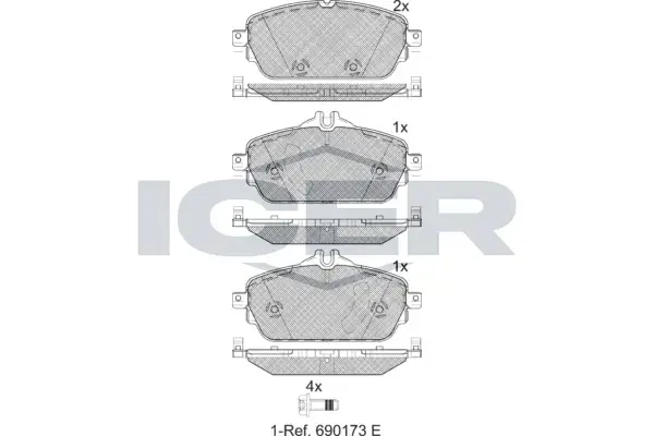 Колодки гальмівні (передні) MB C-class (W205/S205/C205) 13-/E-class (W213/S213/C238) 16- ICER 182212 (фото 1)
