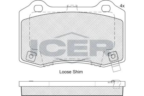 Колодки гальмівні (задні) Jeep Grand Cherokee/Chrysler 300C 04-/Tesla Model S/X/Chevrolet Camaro 12 ICER 182230