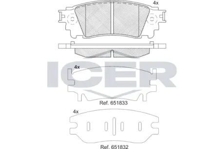 Колодки гальмівні (задні) Lexus LM 20-/NX 14-/Toyota Alphard 15-/Harrier 13- ICER 182241