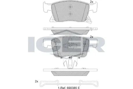 Колодки гальмівні (передні) Opel Astra K/Chevrolet Cruze 15- ICER 182245