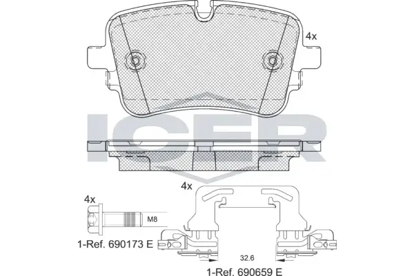 Колодки гальмівні (задні) Audi Audi A6/A7/A8/Q7/Q8/E-Tron/VW Touareg 15- ICER 182248-203 (фото 1)