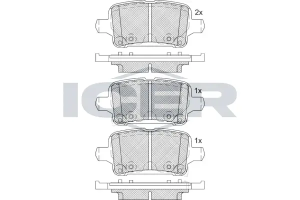 Колодки гальмівні (задні) Chevrolet Cruze/Bolt/Opel Astra K 15- ICER 182257-208 (фото 1)