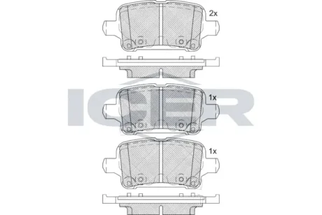 Колодки гальмівні (задні) Chevrolet Cruze/Bolt/Opel Astra K 15- ICER 182257-208