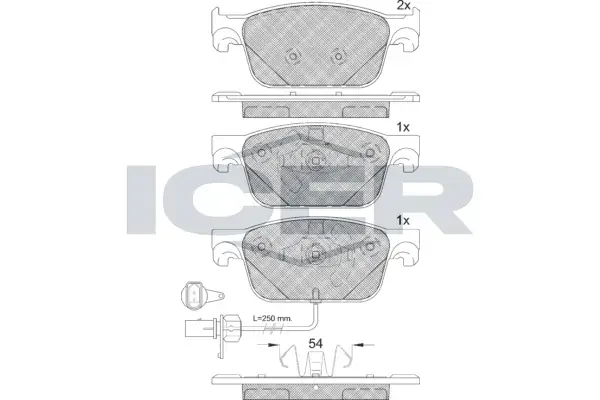 Колодки гальмівні (передні) Audi A4 15-/Audi A5 09- (+датчик) ICER 182270 (фото 1)