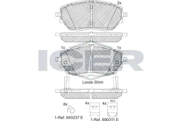 Колодки гальмівні (передні) Toyota Corolla 19-/C-HR 16- ICER 182287 (фото 1)