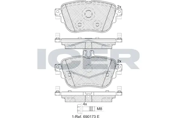 Колодки гальмівні (задні) MB E-class (W213/S213/C238) 16-/Sprinter (B907/B910) 316CDI 19- ICER 182290 (фото 1)