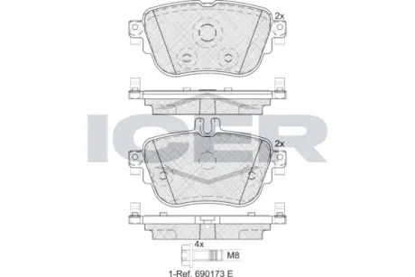 Колодки гальмівні (задні) MB E-class (W213/S213/C238) 16-/Sprinter (B907/B910) 316CDI 19- ICER 182290