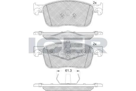 Колодки гальмівні (передні) Citroen Jumpy/C4/Peugeot Expert 16-/Opel Vivaro 19-/Fiat E-Scudo 22- ICER 182297
