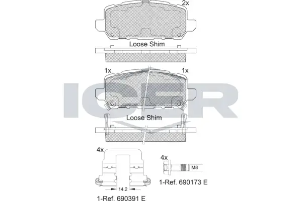 Колодки гальмівні (задні) Honda HR-V/Accord 12- ICER 182312 (фото 1)