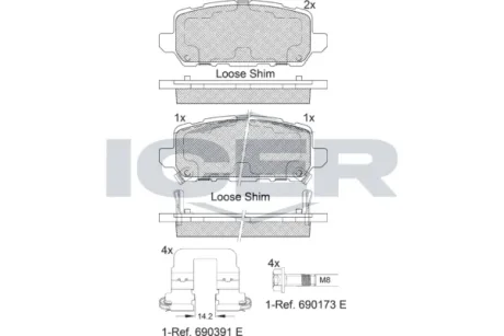 Колодки гальмівні (задні) Honda HR-V/Accord 12- ICER 182312