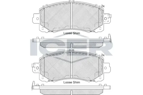Колодки гальмівні (передні) Subaru Impreza/Outback/XV 17- ICER 182313