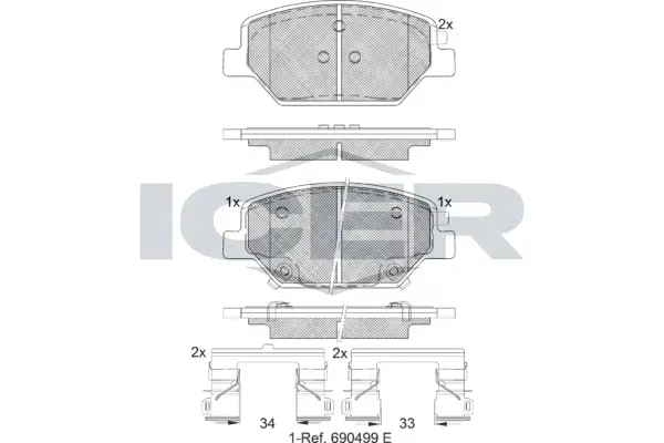 Колодки гальмівні (передні) Opel Insignia B 17-/Chevrolet Camaro/Buick Envision 16- ICER 182317 (фото 1)