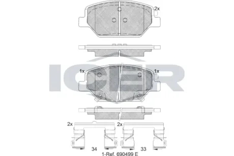 Колодки гальмівні (передні) Opel Insignia B 17-/Chevrolet Camaro/Buick Envision 16- ICER 182317