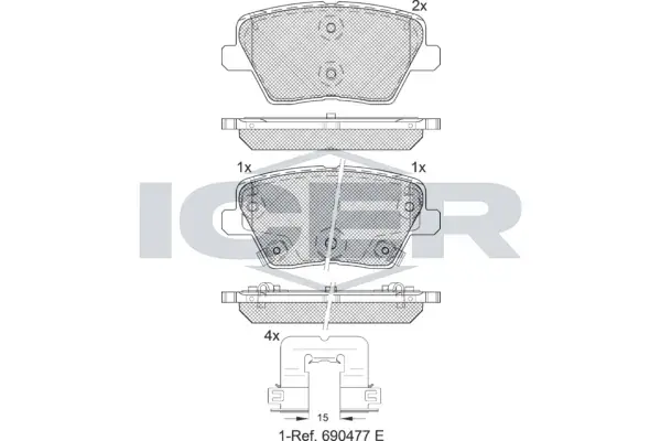 Колодки гальмівні (задні) Hyundai i30 III 16-/Kia Cee\'d/Pro Cee\'d 18-/Xceed 19- ICER 182318 (фото 1)