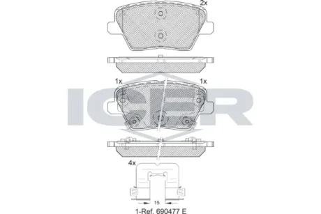Колодки гальмівні (задні) Hyundai i30 III 16-/Kia Cee\'d/Pro Cee\'d 18-/Xceed 19- ICER 182318