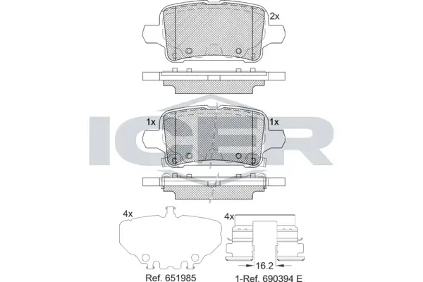 Колодки гальмівні (задні) Opel Insignia B 17-/Chevrolet Malibu 12- ICER 182326 (фото 1)