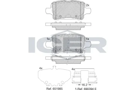 Колодки гальмівні (задні) Opel Insignia B 17-/Chevrolet Malibu 12- ICER 182326