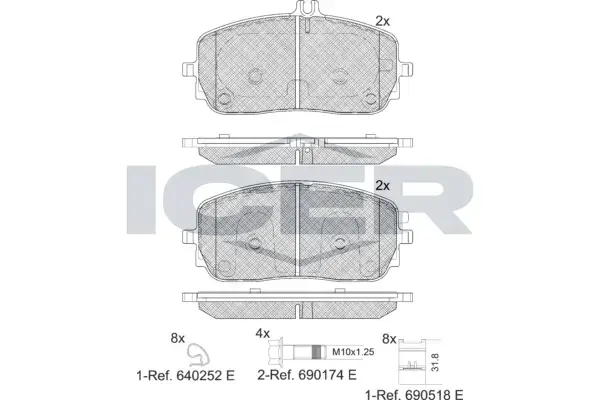 Колодки гальмівні (передні) MB A-class (W177)/B-class (W247)/G-class (W463) 18-/GLA/GLE-class 19- ICER 182331 (фото 1)