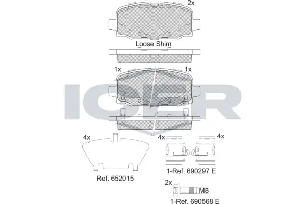 Колодки гальмівні (задні) Jeep Compass 1.4 MultiAir 17- (TRW) ICER 182345 (фото 1)
