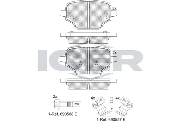 Колодки гальмівні (задні) Citroen Berlingo/Opel Combo E/Peugeot Partner 18-/Toyota Proace 19- ICER 182347 (фото 1)