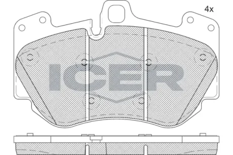 Колодки гальмівні (передні) Audi A4 06-15/A5 10-17/A8 02-10/Q3 19-/R8 07-/VW Phaeton 05-16 ICER 182349