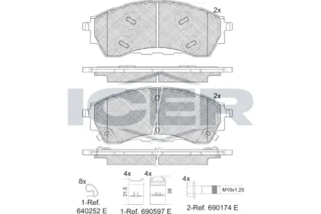 Колодки гальмівні (передні) Ford Ranger 11- ICER 182382