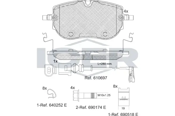 Колодки гальмівні (передні) Audi Q4 e-tron/Skoda Enyaq iV/VW ID.4/ID.5 20- (+датчик) ICER 182394 (фото 1)