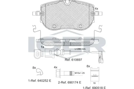 Колодки гальмівні (передні) Audi Q4 e-tron/Skoda Enyaq iV/VW ID.4/ID.5 20- (+датчик) ICER 182394