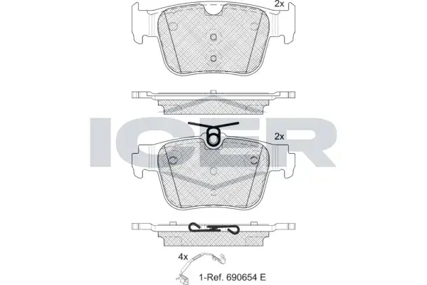 Колодки гальмівні (задні) Audi A3/Skoda Octavia/VW Golf VIII 19-/Caddy 20-/Tiguan 23- ICER 182410 (фото 1)