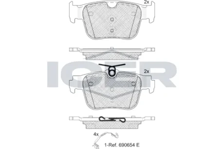 Колодки гальмівні (задні) Audi A3/Skoda Octavia/VW Golf VIII 19-/Caddy 20-/Tiguan 23- ICER 182410